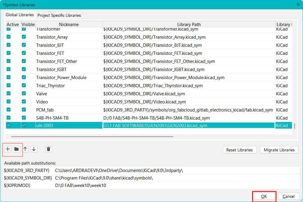 Adding the downloaded component to the project. Click the plus icon, then the folder icon, to add the newly added component